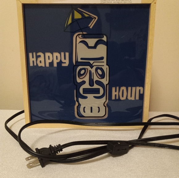 Happy Hour Tiki Electric Wood Box Sign - Picture 3 of 10